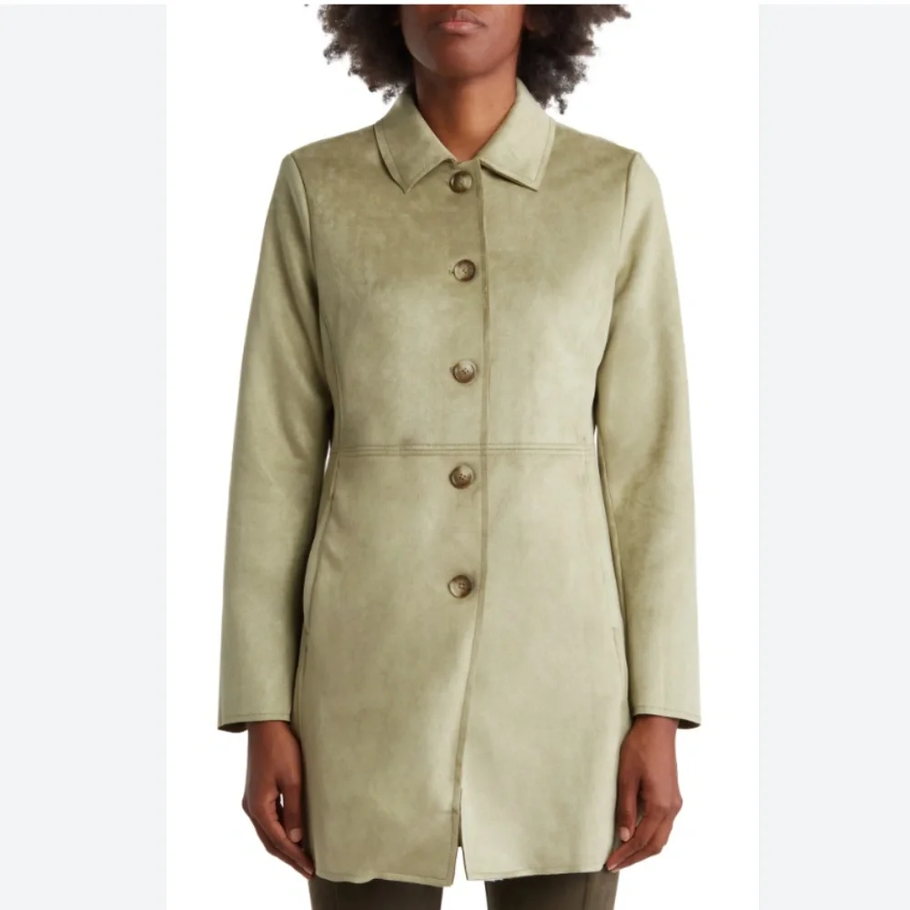 Tahari Olive Faux Suede Jacket - Picture 1 of 5